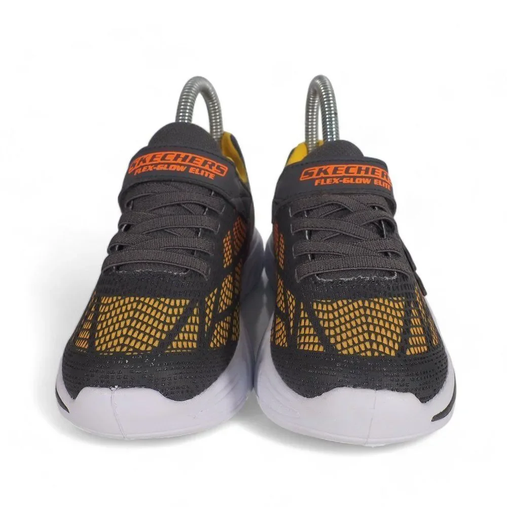 Skechers Flex-Glow Elite Vorlo Light Up Sneakers Grey / Orange / Yellow‎ Youth 2